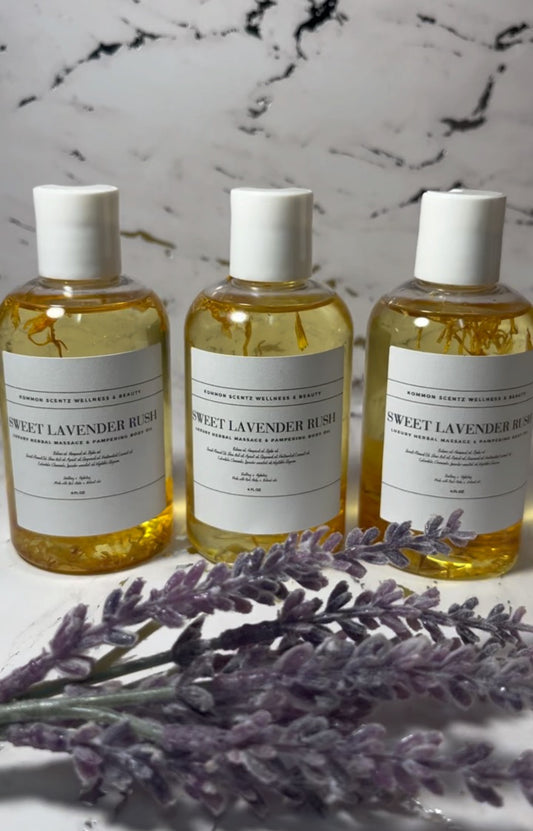 “Sweet Lavender Rush” Luxury-Herbal Massage/Pampering Body Oil” (4oz)
