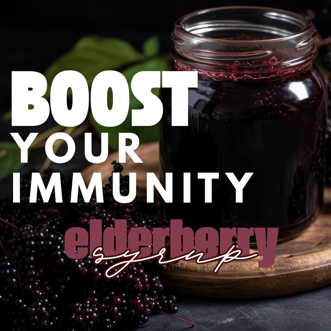“All-Natural Elderberry Syrup with ZINC” (8oz) (16oz) (with Raw Honey) or (with Agave)