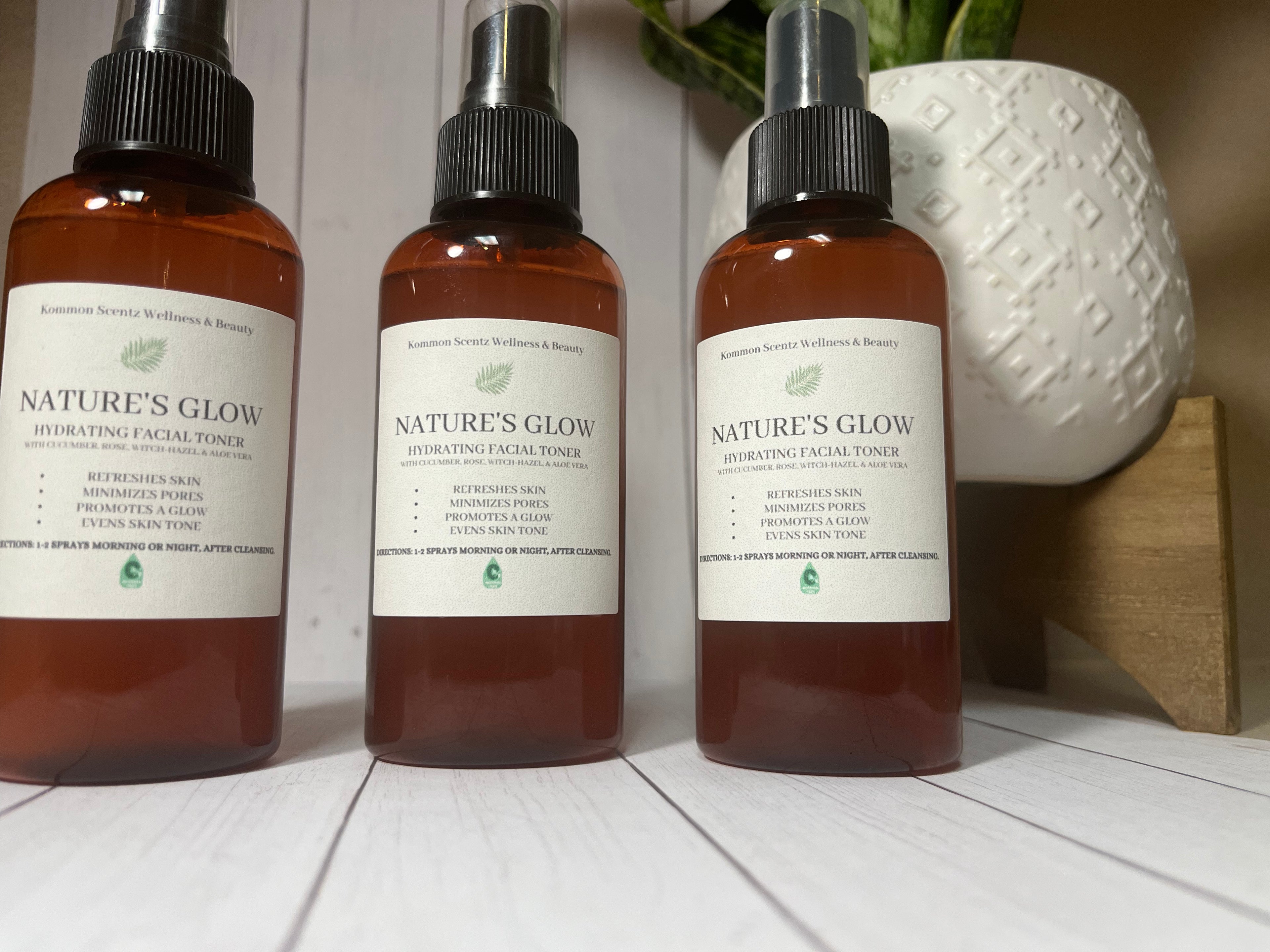 “Nature’s Glow” Hydrating Facial Toner w/ Cucumber, Witch-Hazel, Rose Water, & Aloe Vera (4oz)