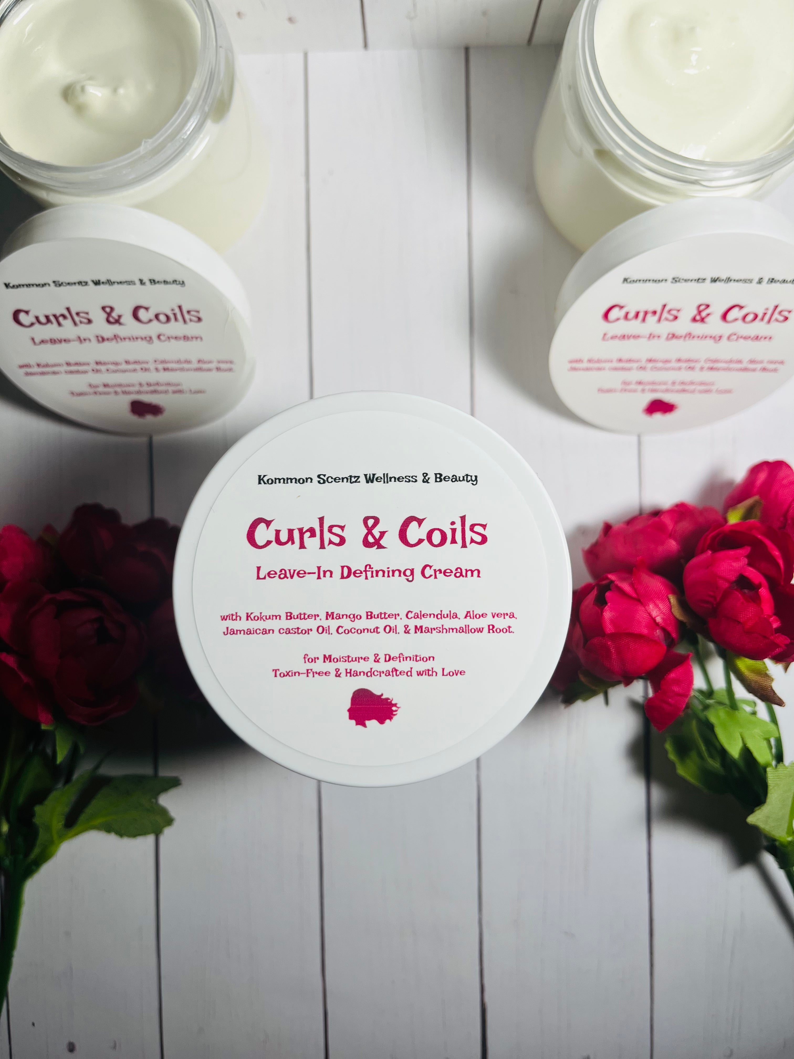 “Curls & Coils Leave-In Defining Cream” (4oz) & (8oz)